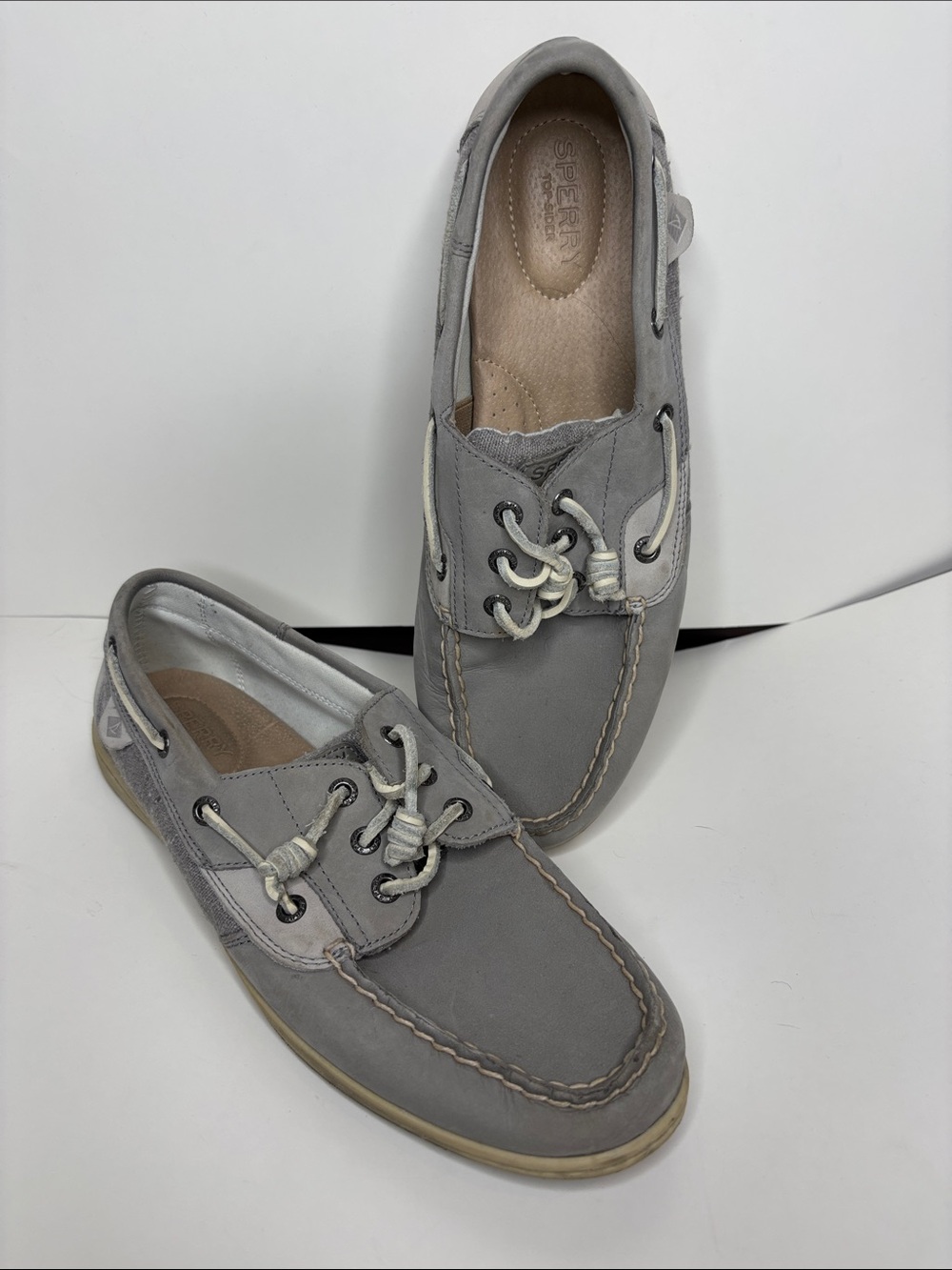 Sperry Gray Women's Leather Moccasin Boat Shoes